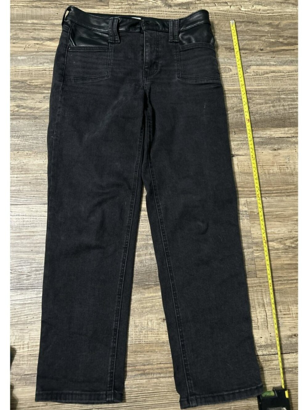 Maurices Women’s Jeans Size 6 High Rise Slim Straight Ankle Black Faux Leather